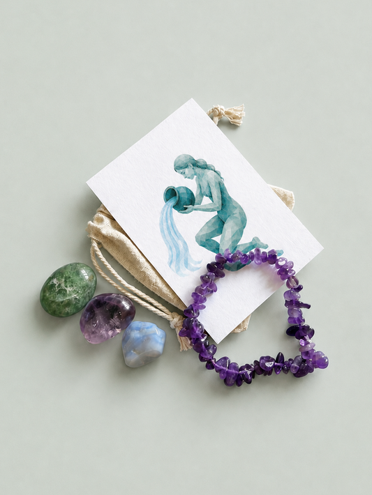 The Water Bearer's Wisdom – Aquarius Zodiac Crystal Set