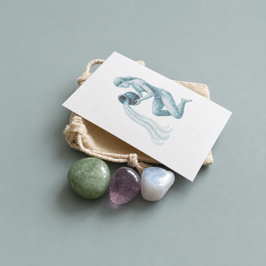 The Water Bearer's Wisdom – Aquarius Zodiac Crystal Set